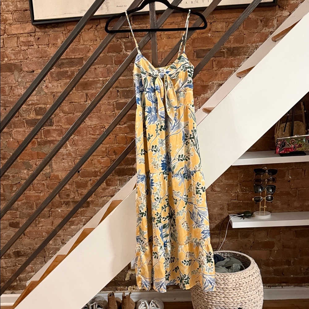 Heartloom Yellow Floral Maxi Dress with Blue & Green Botanicals